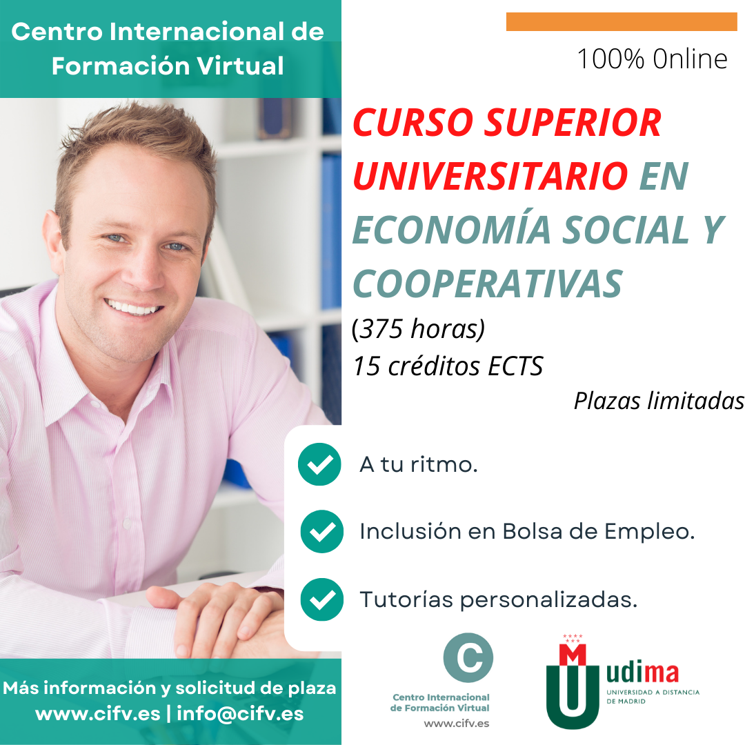 ¡Abierta preinscripción! Curso Superior Universitario en Economía Social y Cooperativas. Comienzo: 15/10/2022. Plazas: 10.