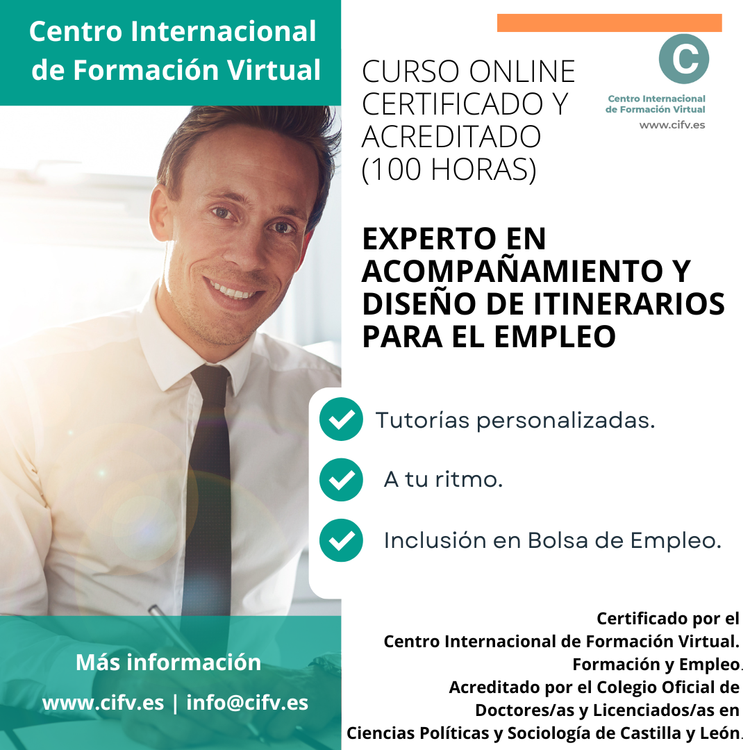 ¡Abierta preinscripción! Curso Online: EXPERTO EN ACOMPAÑAMIENTO Y DISEÑO DE ITINERARIOS PARA EL EMPLEO. Plazas: 10.